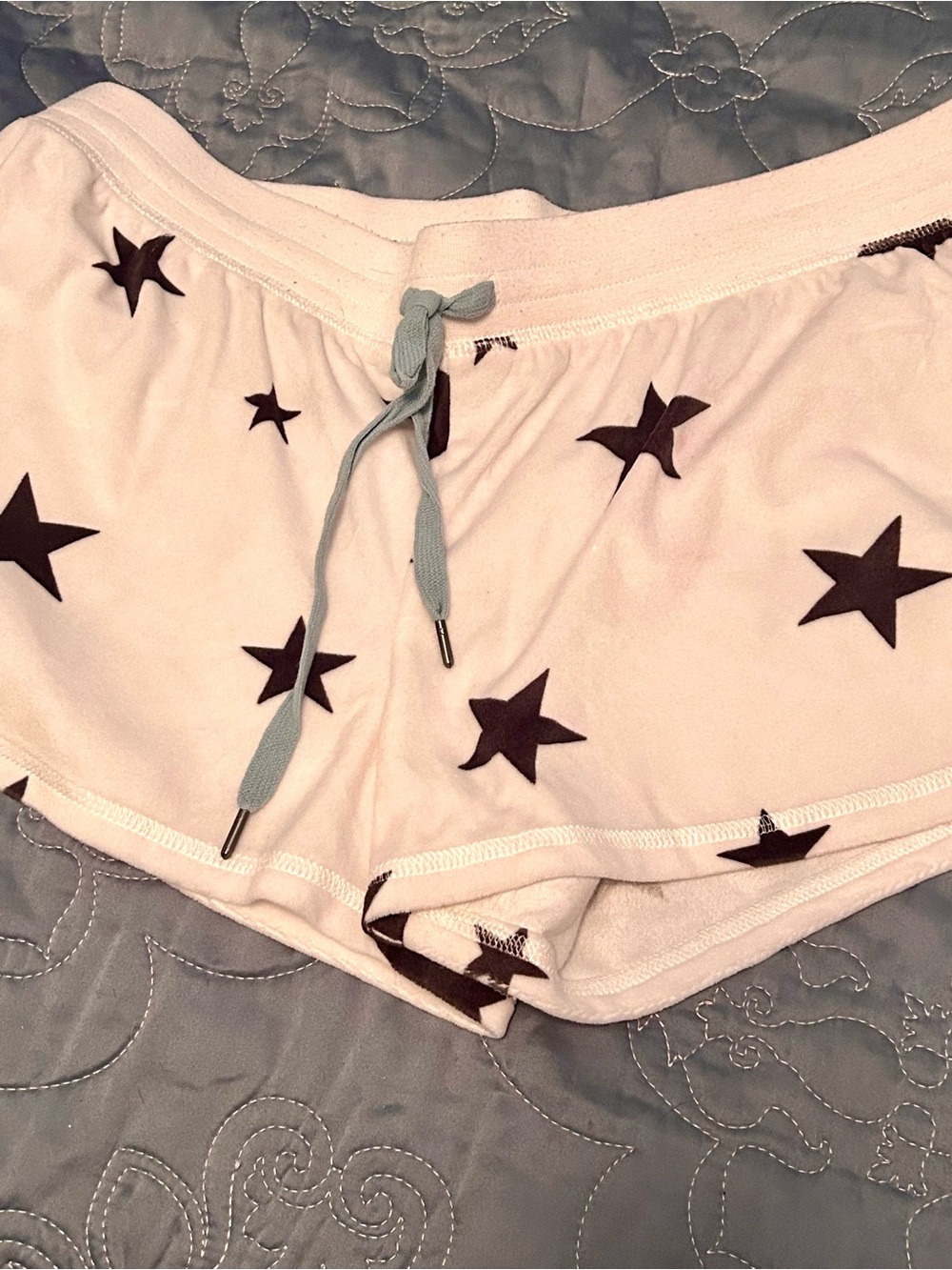 Pj Salvage Lounge Shorts - White with Black Stars